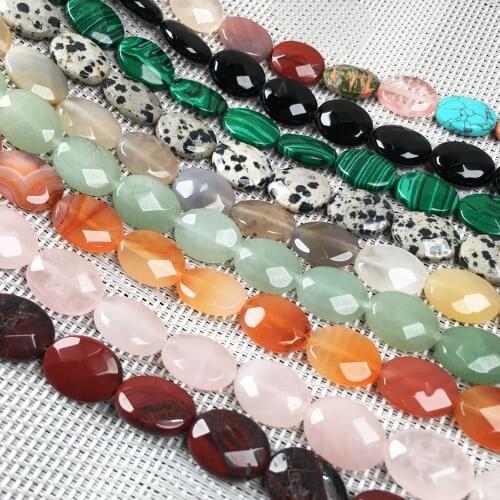 Natural Stone Agates Beaded Elliptical Semi-finished Crystal Loose Beads for Jewelry Making Bracelet DIY Necklace Accessories