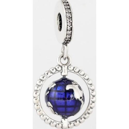 Authentic 925 Sterling Silver Spinning Globe Hanging Charms Fit Original Bracelet For Women DIY Jewelry S925 pandora Beads