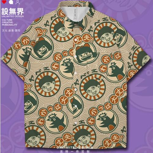 Japanese comic cartoon boys and girls KAPPA pattern Short-Sleeved shirt Tops Beach Hawaiian Shirt cardigan mens Clothes Summer