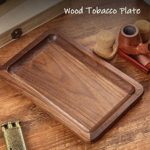 Walnut Wood Tobacco Plate Wooden Cigarette Tobacco Grass Tray Cigar Smoke Accessories Storage Paper Smoking Rolling Trays Pan