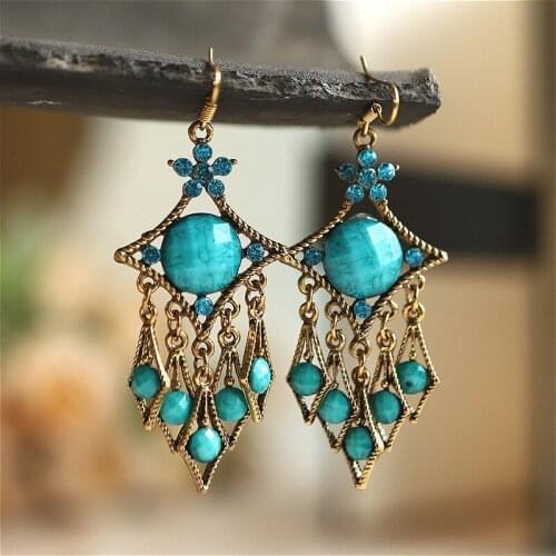 Creative exaggeration water drop Indian jewelry earrings women fashion retro Bohemian Earrings wholesale
