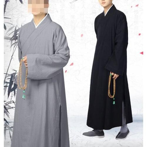 6color unisex cotton zen clothing gown lay meditation uniforms robe buddhist blue/black Shaolin kungfu monks suits