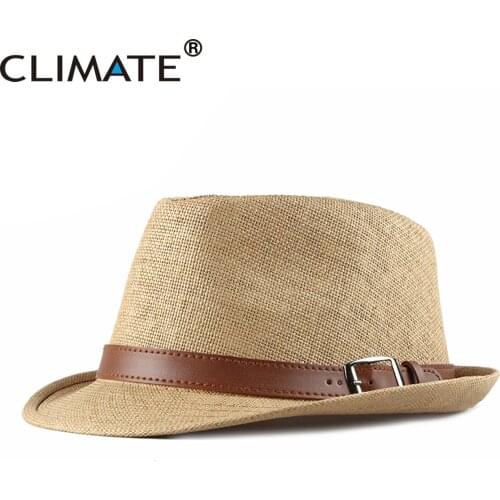 CLIMATE Vintage Summer Straw Hat Cool Men Straw Fedora Panama Hat Paper Retro Hats for Man Solid Fedoras Cap Fedora Men Hat Cap