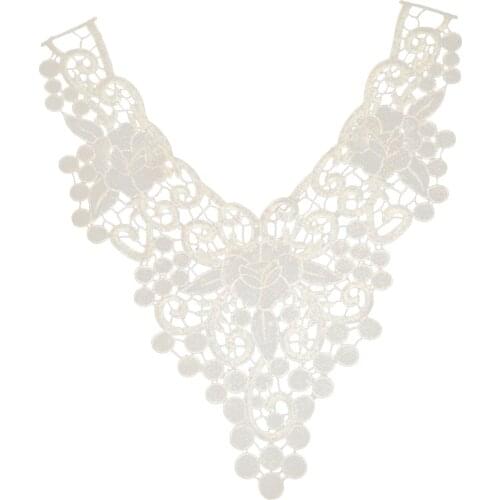 Vintage Lace Embroidered Neckline Collar Garment Sewing Accessoriy White Collar Lace Applique Trim Sewing Crafts