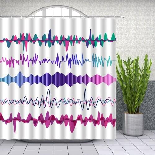 Modern minimalist design Colored lines White background Shower Curtains Bathroom Decor Waterproof Polyester Cloth Curtain Set
