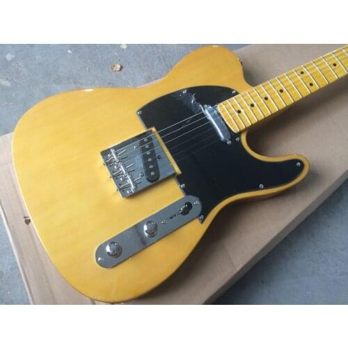 Customized yellow guitar, black guard board, maple finger board, can be customized according to requirements, high quality