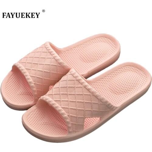 FAYUEKEY 2020 Summer Home Breathable Non-slip Slippers Women Floor Beach Bathroom Slides Girls Zapatillas de mujer Flat Shoes