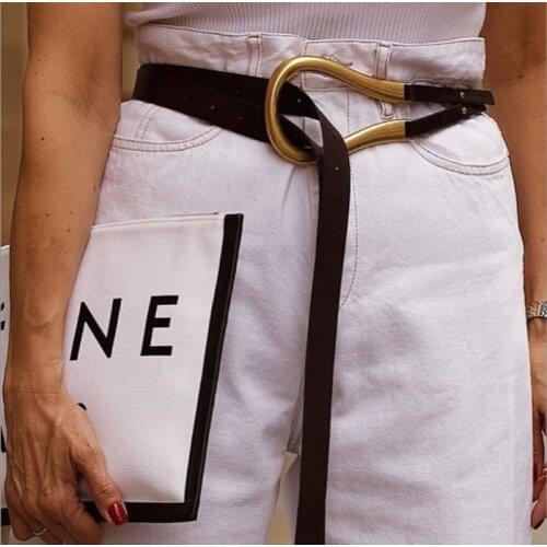 Big U Leather Black Multicolor Long Wide Leg Belt Personality Women New Fashion Tide All-match Spring Autumn 2020