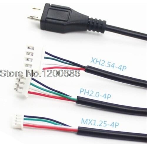 0.3M 30CM MICRO USB Female Jack to XH2.54 1.25 ZH1.5 PH2.0 XH2.54 dupont 2.54 4P wire cable harness