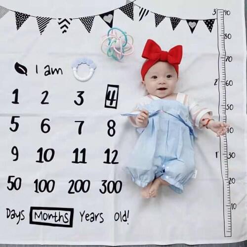 1PC Cartoon Background Baby Blanket Newborn Monthly Growth Milestone Play Mats Blankets Backdrop Cloth Infant Photography Props