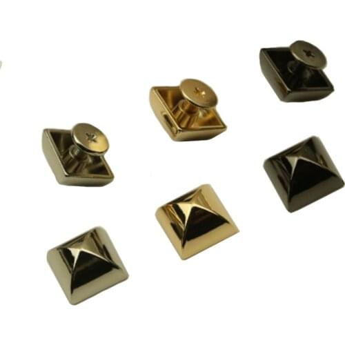 10/12mm square pyramid black rivet leather decoration buckle screw foot leather case belt metal arc rivet 10 sets