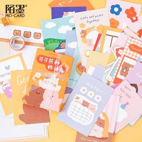 30 Sheets/Set Kawaii Coco Bear and Rabbit Animal Postcard/Greeting Card/Message Card/Birthday Letter Envelope Gift Card