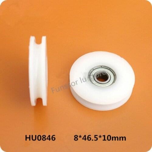 4pcs 8*46.5*10mm 608ZZ U Groove Guide Pulley Sealed Rail Ball Bearing