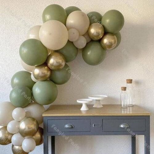 45pcs Dusty Green Natural Sand Gold Balloon Garland Arch Kit Baby Shower Balloons Wedding Gender Reveal Birthday Party Favors