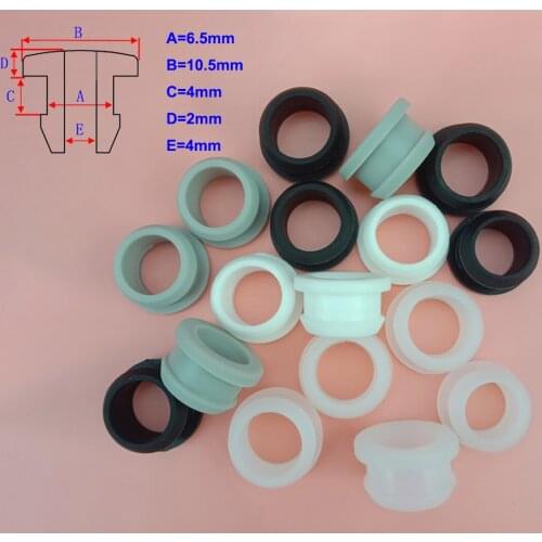5-100pcs 6.5mm Silicone Rubber Hole Caps Through Hole ID 4mm Plug Cover Snap-on Gasket Grommet Wire Cable Protect Seal Stopper