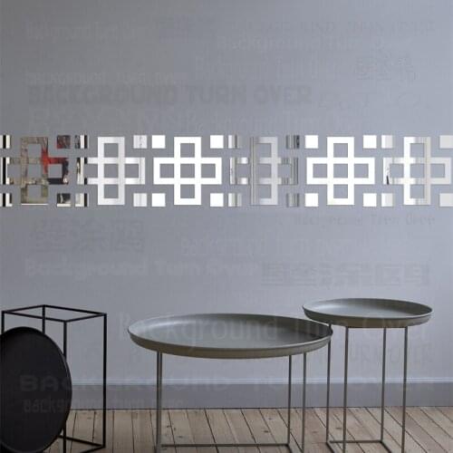 5Sets Mirror Stickers Bathroom Decor Room Decoration 3D Long Full Body Wall Sticker Mural Listello Divider Border Square R279