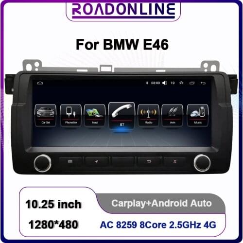 ROADONLINE For BMW E46 android radio 10.25 inch Android Octa Core 4+64G Car Multimedia Player Stereo Receiver Radio