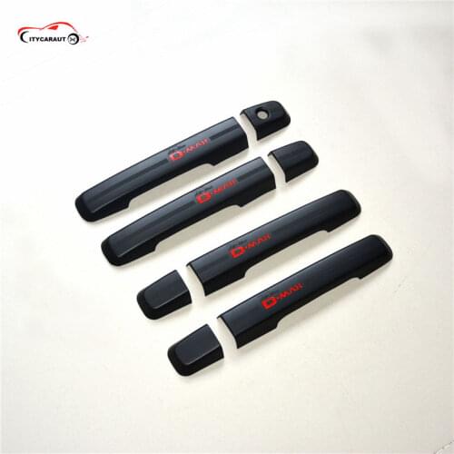 Free Shiping for 2012-2016 D-MAX black handle cover DMAX handle trim door handle cover ABS black cover red leetter for dmax