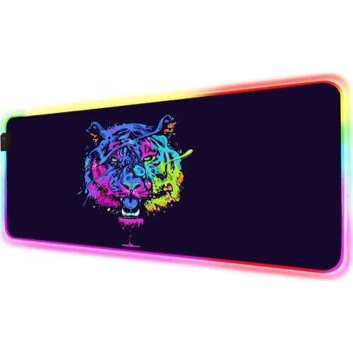 Mairuige Colorful Tiger Game RGB Large Mouse Pad Player Mouse Pad Computer Mouse Pad LED Backlight Muse Pad Keyboard Desk Pad