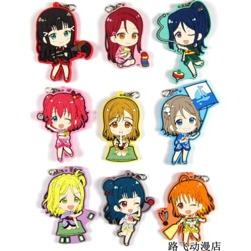 LoveLive Sunshine Anime keychain Kotori Nico Rin Umi Maki Chika Dia Riko Yoshi kc Kunikida Kanan Rubber strap/phone charms