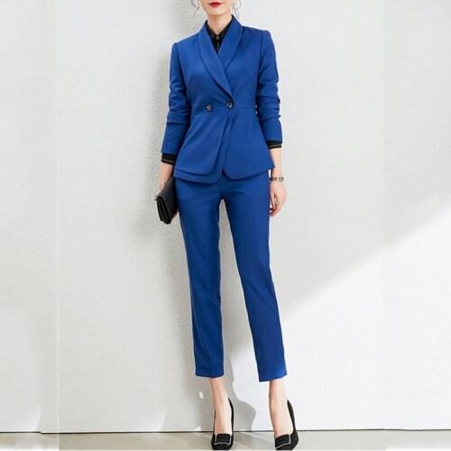 New arrival Women Pant Suit Women Female Business Formal 2 Piece Set Slim Blazer And Trousers For Office Ladies Work Wear