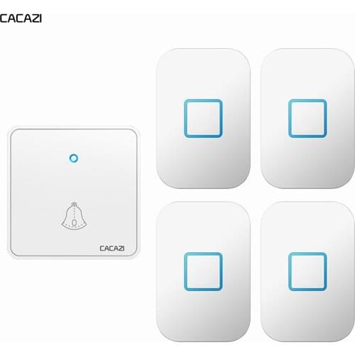 CACAZI Wireless Doorbell Waterproof 300M Remote CR2032 Battery 1 Transmitter 4 Receiver US EU UK Plug Smart Home Ring Bell Chime