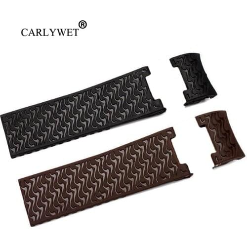 CARLYWET 22mm Wholesale Black Brown Waterproof Silicone Rubber Replacement Wrist Watch Band Strap Belt For Ulysse Nardin