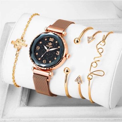 5pcs Luxury Brand Ladies Watches Women Watches Starry Sky Watch Quartz Diamond Wristwatches Montre Femme Relogio Feminino 2019