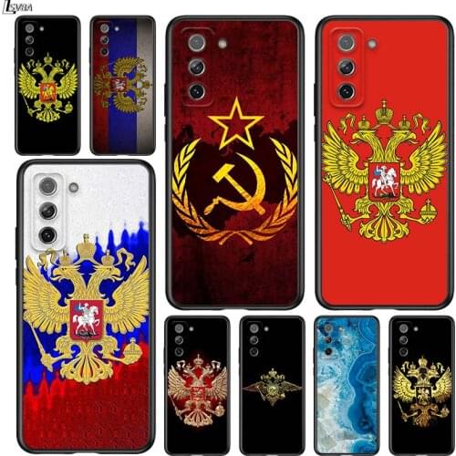 Russia Flag national emblem for Samsung Galaxy S21 Ultra Plus Note 20 10 9 8 S10 S9 S8 S7 S6 Edge Plus Black Phone Case