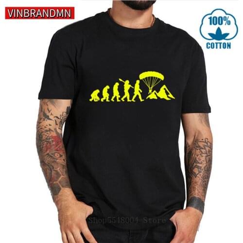 Evolution Paraglider T shirt men Funny Paragliding Evolution T-shirts Parachute Fly Tee shirt Skydiving tshirt Sky dive clothing