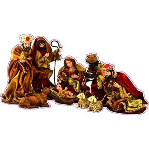 Personality Christmas and Holiday Manger Scene Baby Jesus Wall Decor Vinyl Decal Reflective Waterproof Car Stickers Apply To Car