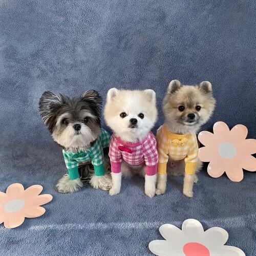 Ins Korean toast plaid winter warm lovely dog sweater for For Small Medium Dogs Costume Chihuahua Pet Clothes Ropa Perro Pug