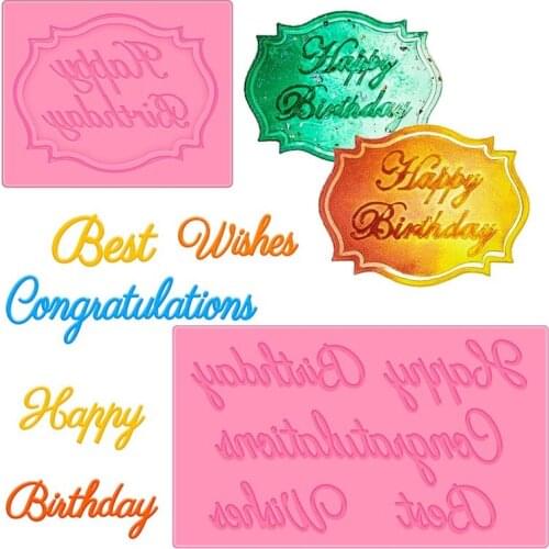 Letter Cake Decoration Tool Used To Insert Card Happy Birthday Silicone Mold One Year Old Celebration DIY Chocolate Candy