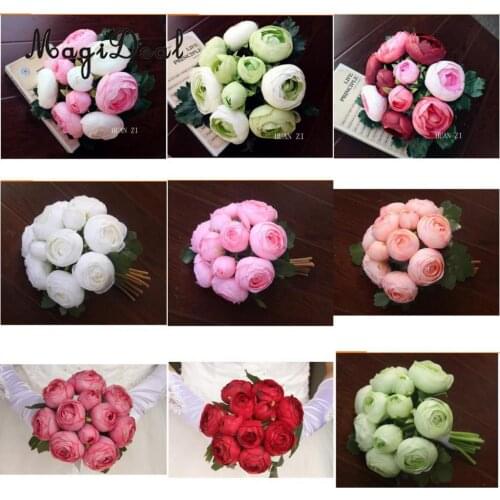 MagiDeal Artificial Wedding Decorative Silk Camellia Flower Bridal Bridemaid Bouquet