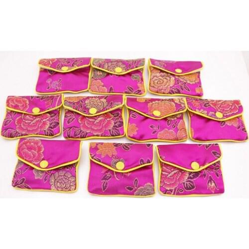 Beauty 12 pcs pink flower baldachin cloth gift jewelry bags pouches 65mmx80mm