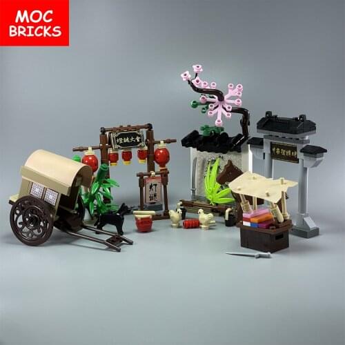 MOC BRICKS Chinese Ancient Street view culture New Year Tradition Spring Festival Architecture Model Building Block diy toys