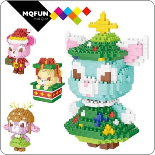 LNO cartoon Merry Christmas rabbit Santa Claus Elk DIY Model Building Blocks bricks Gift educational Toys for Children Xmas