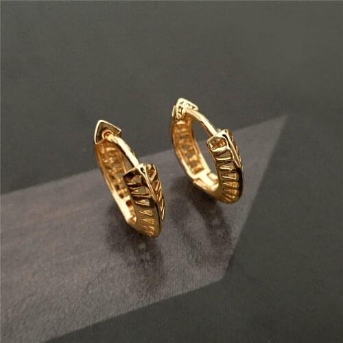 Trendy Gold Color Plating Hollow Circle Small Copper Material Hoop Earrings For Casual Office Lady Dinner Party Daily Wearing