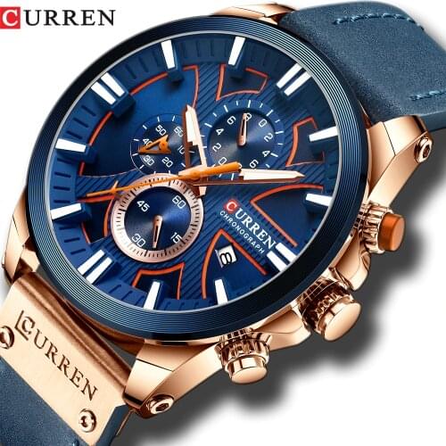 Men Watch Wrist CURREN Top Brand Luxury Leather Quartz Clock Fashion Chronograph Wristwatch Male Sport Military Watch