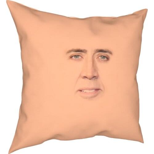 Nicolas Cage Funny Face Meme Pillowcase Printing Polyester Cushion Cover Gift Throw Pillow Case Cover Home Square 45*45cm