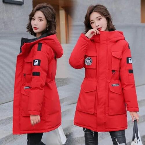2021 New Winter Overcoat Parka Women Loose Cotton Coat Jacket Tooling Mid-Long Coats Female Hooded Outerwear casaco feminino