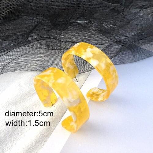 New Arrival Semicircle Earrings Exaggerated Yellow Pink Stud Picering Jewelry