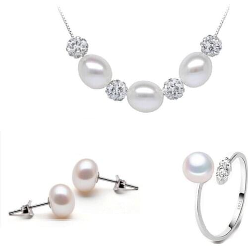 NEW dubai jewelry sets silver 925 jewelry set for women natural pearl sets girl birthday engagement gift
