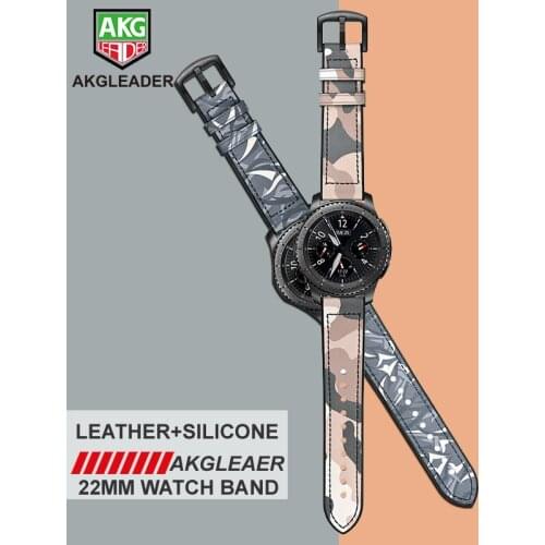 Watch Band For 22mm Samsung Gear S3 Real Leather With Silicone Watch Strap For Huawei Watch 2pro Wrist Belt For Huami Amazfit 1