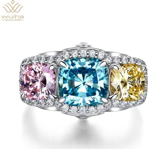 WUIHA Luxury 100% 925 Sterling Silver Created Moissanite Diamonds Gemstone Wedding Engagement Ring Fine Jewelry Gift Wholesale