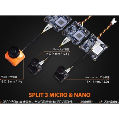 Runcam Split 3 Nano /Split 3 Micro Dc5-20v 1080p/60fps Hd Recording Fpv Camera Pal/ntsc Switchable for rc drone