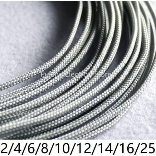 Grey PET Braided Wire Sleeve 3 4 6 8 10 12 14 16 25mm Tight High Density Insulated Cable Protect Expandable Sheath Single Color