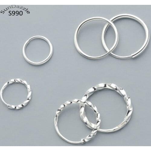 Genuine Real Pure Solid S990 925 Sterling Silver Hoop Earrings for Women Girl Child Jewelry Female Round Hoop Earrings Bijoux
