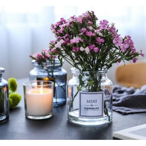 Nordic Ins Glass Vase With Sticker Dried Flower Glass Crafts For Living Room Home Decoration Desktop Transparent Flower Vases