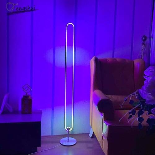 Modern Rgb Corner Floor Lamp Nordic Colorful Floor Light For Living Room Decor Indoor Bedroom Minimalist Atmosphere Remote Lamps